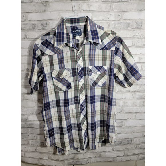 Vintage Wrangler Pearl Snap Cowboy Cut Regular Fit X-Large Tails 17 Single Needl - Picture 1 of 9